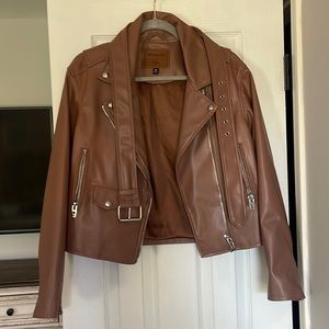 Light Pink Faux Leather Moto Jacket